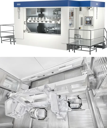 Centre d'usinage bi-broches pour méga et giga casting