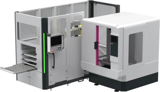 Cellule avec robot pour machines-outils