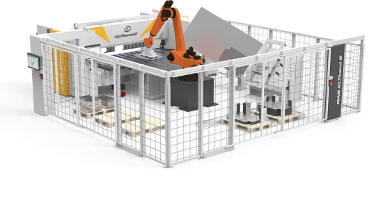 Plieuse à tablier conçue pour la fabrication automatisée de grandes pièces, boîtes et panneaux