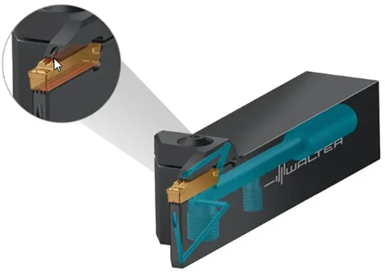 Système de tronçonnage et de réalisation de gorges à double denture