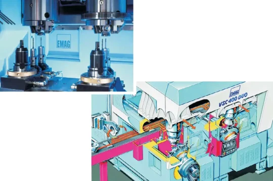 VSC, les centres de production verticaux multifonctionnels (tournage, perçage, fraisage, rectification, taillage) de NODIER EMAG