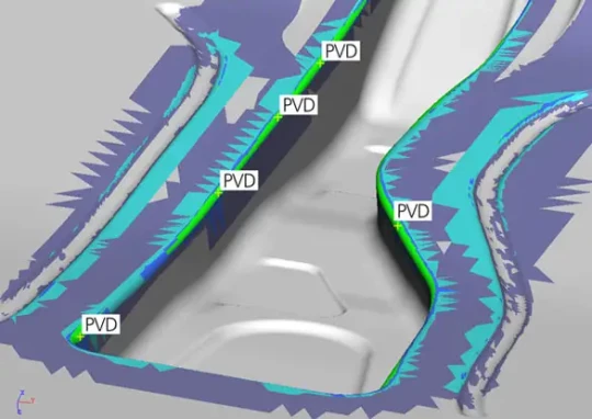 Spécial INDUSTRIE 2008 : avec AutoForm-DieAdviser d'AUTOFORM, la simulation d'emboutissage fournit pour la première fois une analyse d'usure des surfaces d'outillage de presse et propose des recommandations