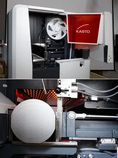 La nouvelle scie automatique flexible et universelle pour coupes droites KASTOverto de KASTO permet le sciage productif