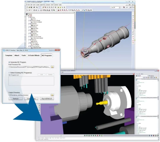 Simulation usinage : une interface directe entre Vericut et Esprit