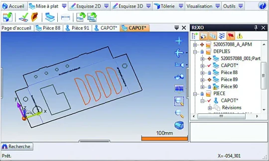 CFAO dépliage tôle, programmation poinçonneuse, découpe laser 2d 3d MISSLER