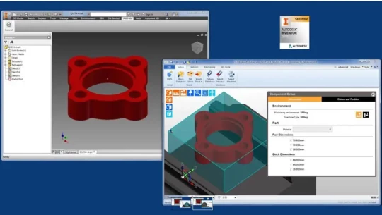 Modèle CAO Autodesk Inventor, reconnaissance feature usinage Edgecam