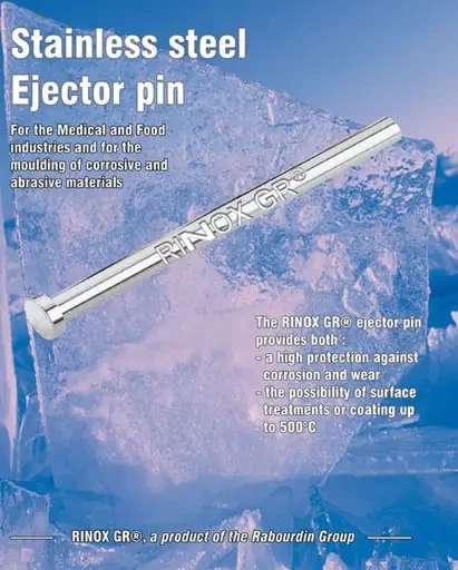 Une nouvelle famille d'éléments de moule en acier inoxydable distribués par RABOURDIN INDUSTRIE : l'éjecteur RINOX GR