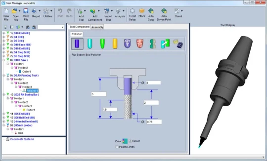 Interaction simplifiée dans le gestionnaire d'outils d'usinage de la simulation