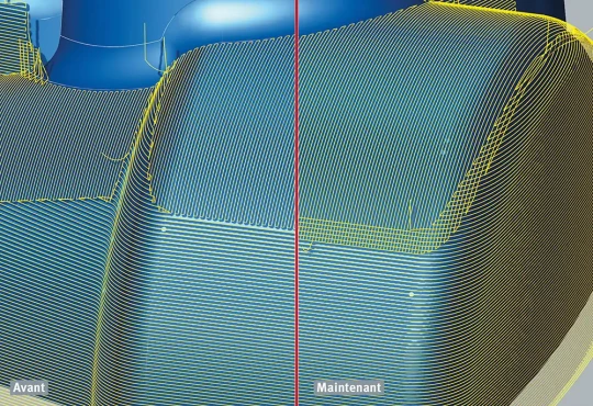 Ebauche 3 axes optimisée lors de l'usinage grande avance, recouvrement adouci