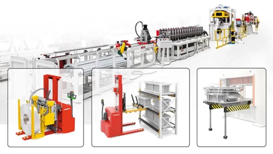 ligne de poinçonnage et de profilage automatisée avec changement automatique
