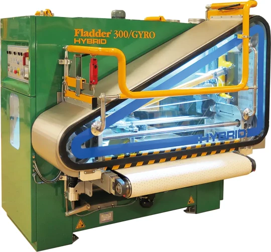 machine combinant une unité à bande abrasive et une unité équipée de 6 cylindres abrasifs