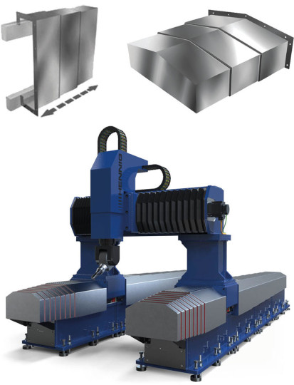 Protecteur machine-outil (télescopique, racleur, protection axe X-Y) - SERMETO