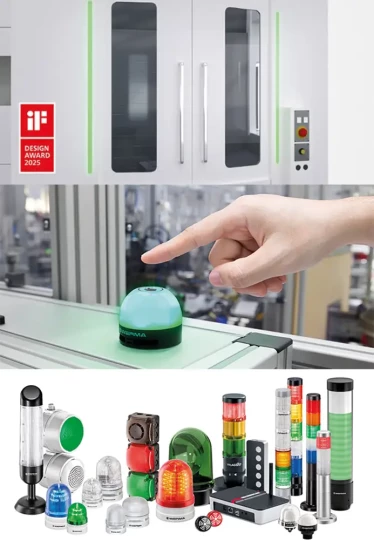 colonne lumineuse, gyrophare, feux flash, sirènes et buzzer, éclairage machine