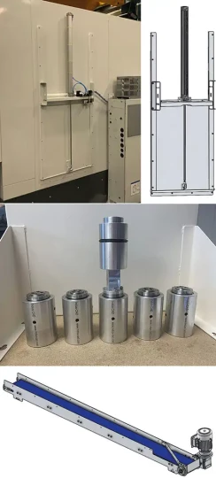 Trappe robot, joint tournant, convoyeur de pièces