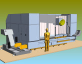 Spécial MACHINE OUTIL 2006 : à découvrir, le nouveau centre d'usinage IBARMIA avec tête rotative automatique (axe B), table fixe et montant mobil pour usinage 5 axes ou 5 faces